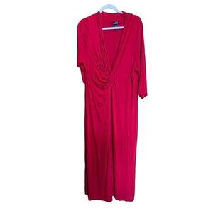 Anywear By Catherines Womens Plus Size 18 20W Red Surplice Long Maxi Dress